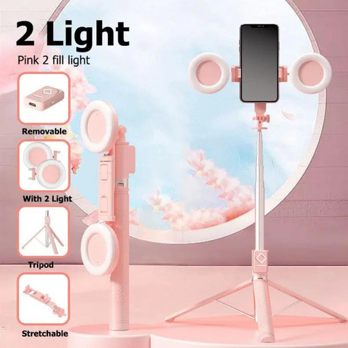 6-in-1 Selfie Stick Tripod with Fill Lights & Wireless Remote