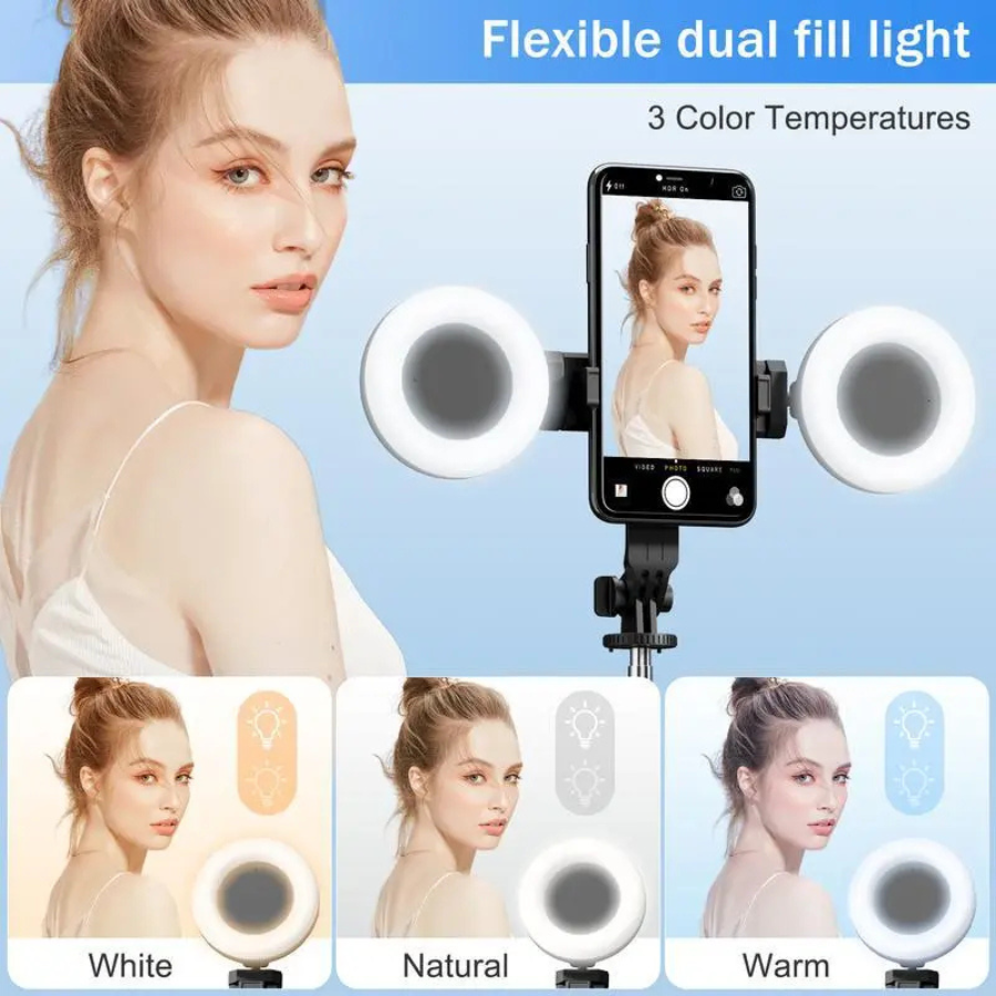 6-in-1 Selfie Stick Tripod with Fill Lights & Wireless Remote