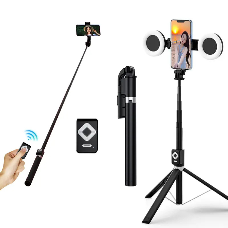 6-in-1 Selfie Stick Tripod with Fill Lights & Wireless Remote